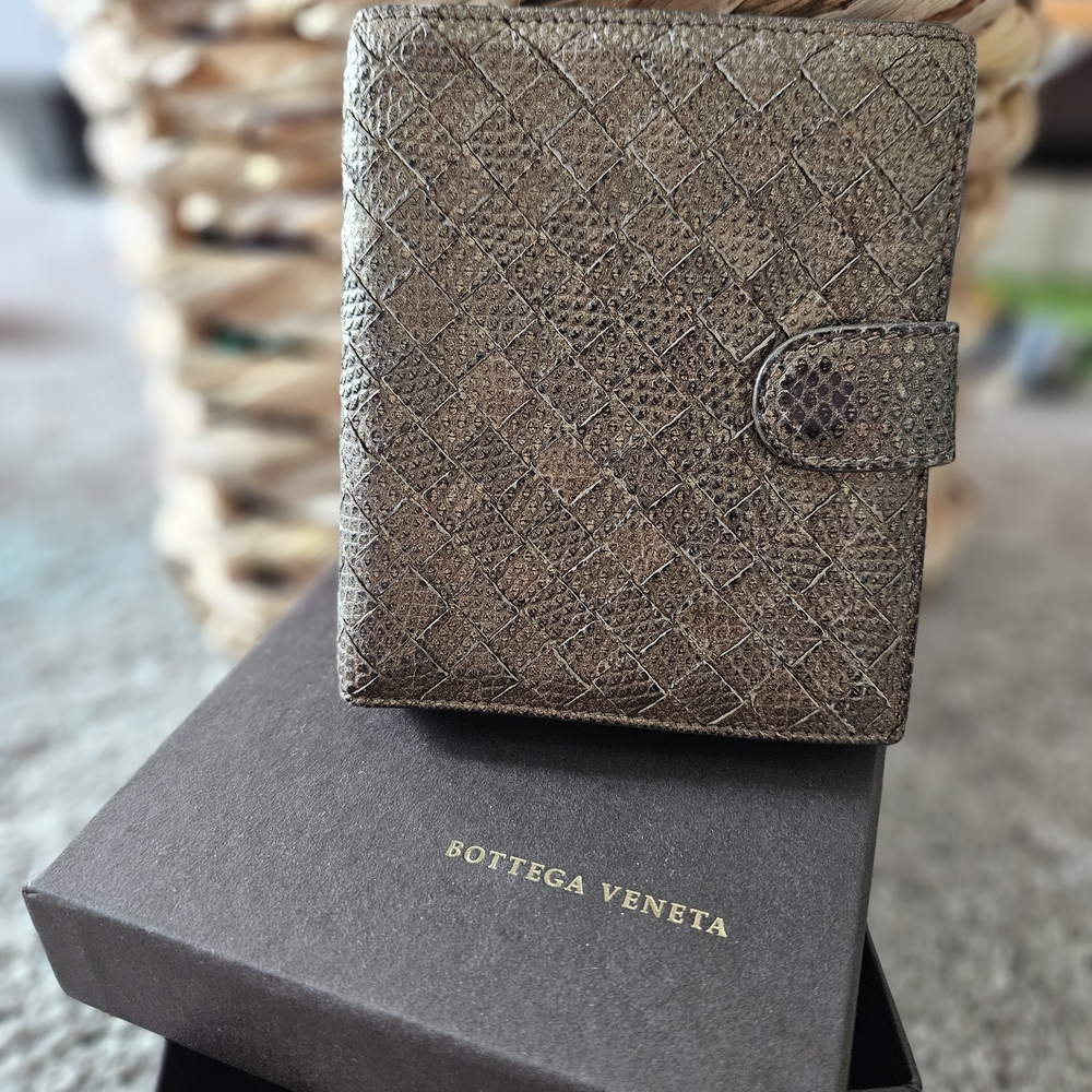 Bottega Veneta Gold Brown Wallet